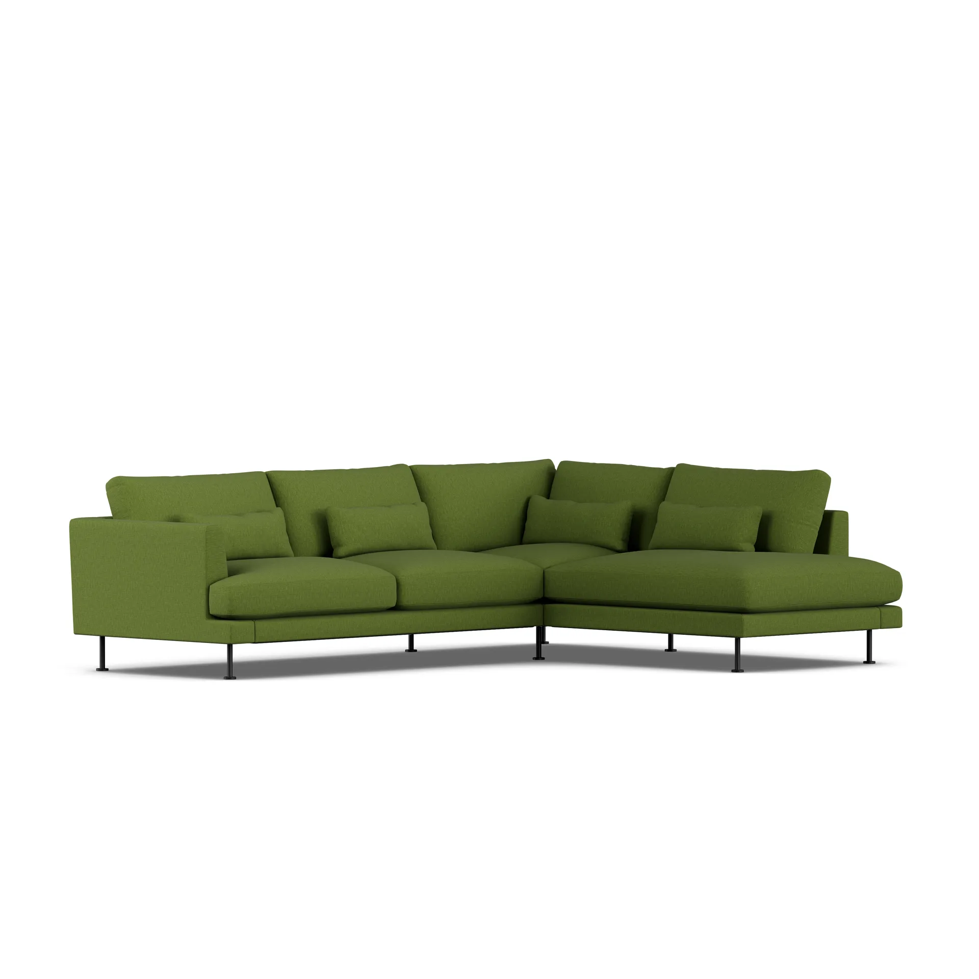 Bredhult sofa, Luiza Green 3975-sort stål, 3-pers. A1 1898
