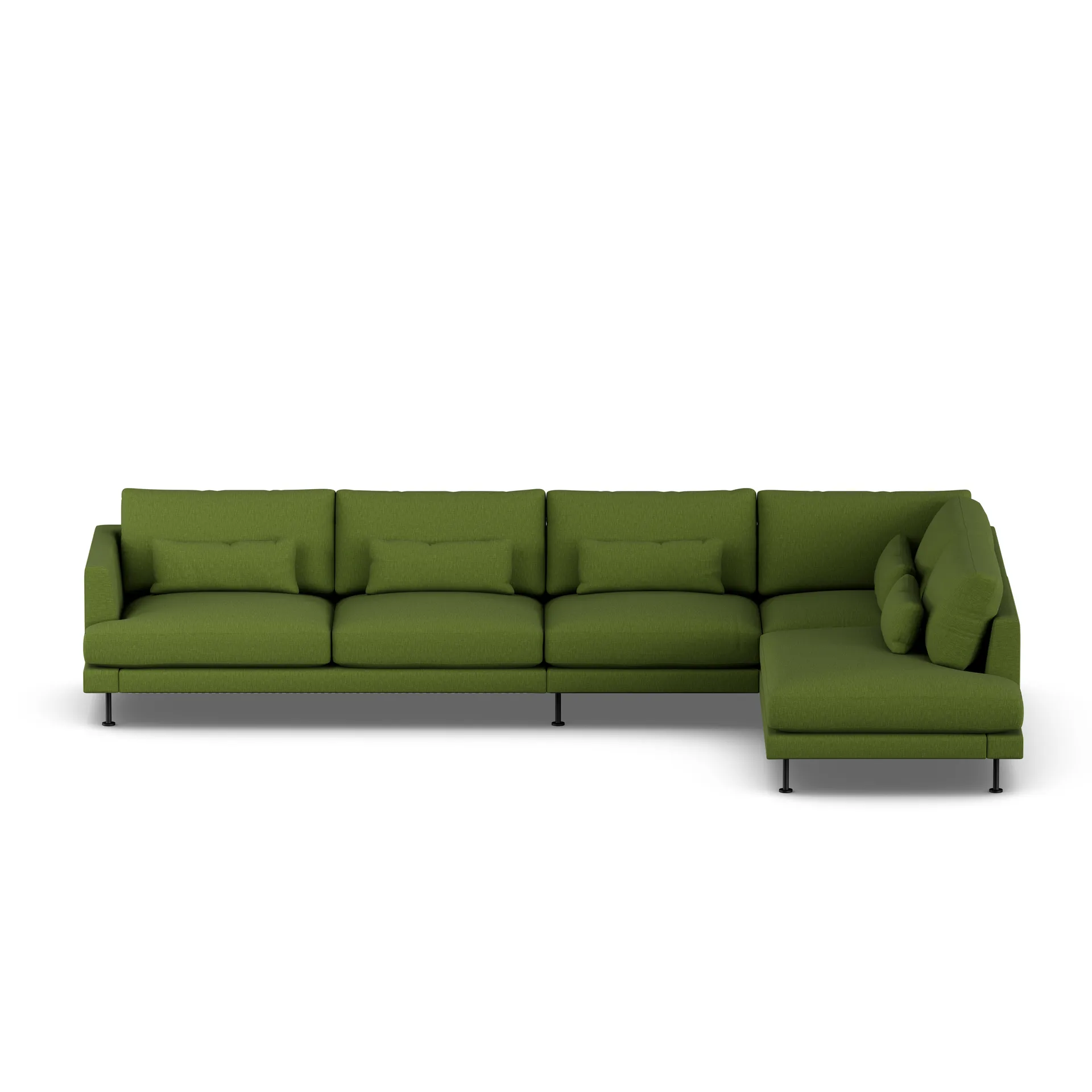 Bredhult sofa, Luiza Green 3975-sort stål, 4-pers. B1 1898