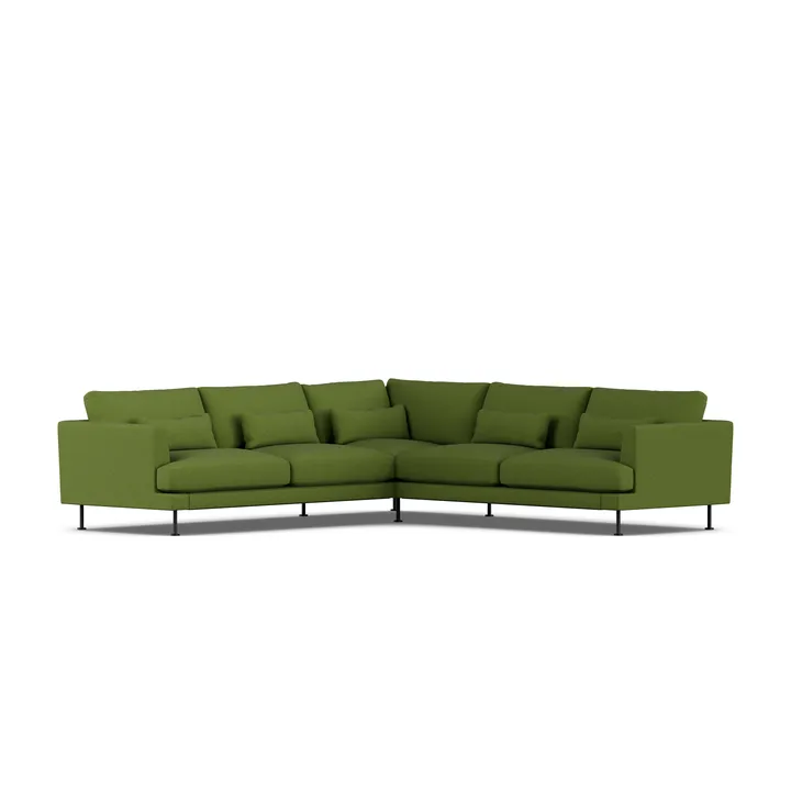 Bredhult sofa - Luiza Green 3975-sort stål, hjørnesofa F - 1898