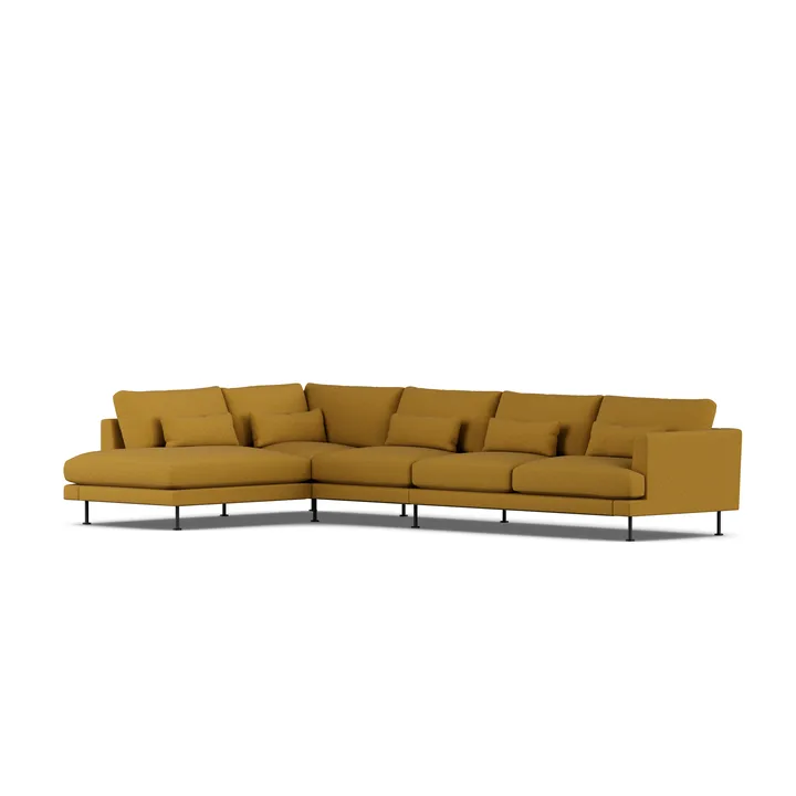 Bredhult sofa - Luiza Mustard 3972-sort stål, 4-pers. B2 - 1898