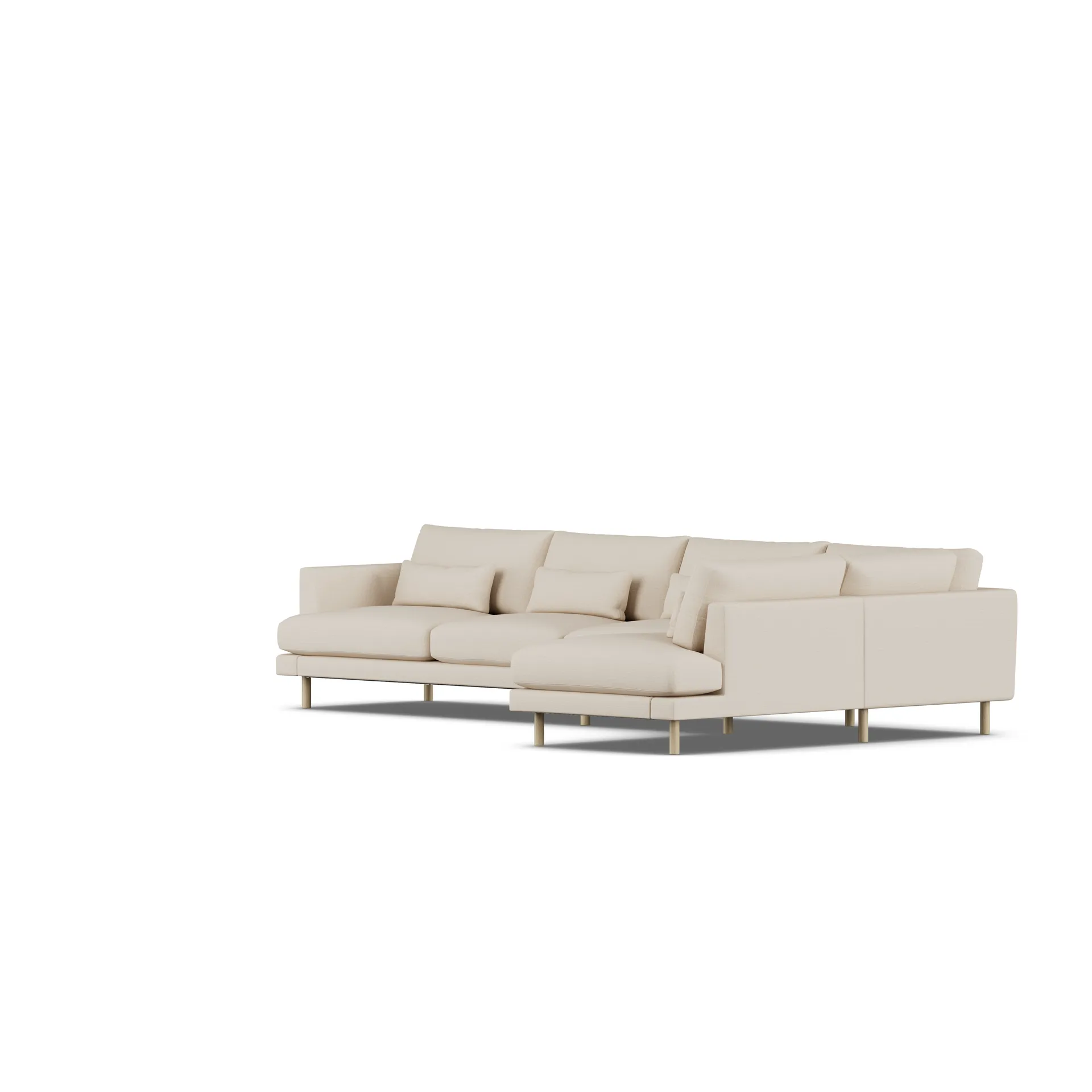 Bredhult sofa, Same Beige 6670-hvidolieret eg, 4-pers. B1 1898