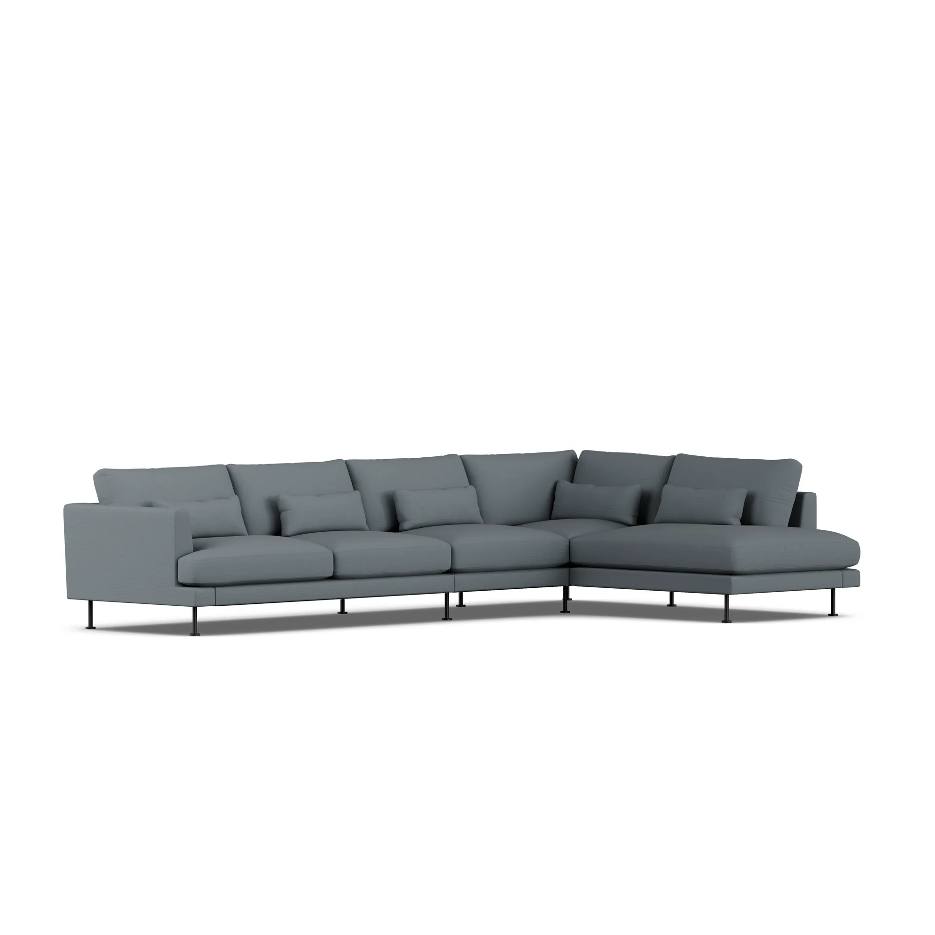 Bredhult sofa, Same Blue 6678-sort stål, 4-pers. B1 1898