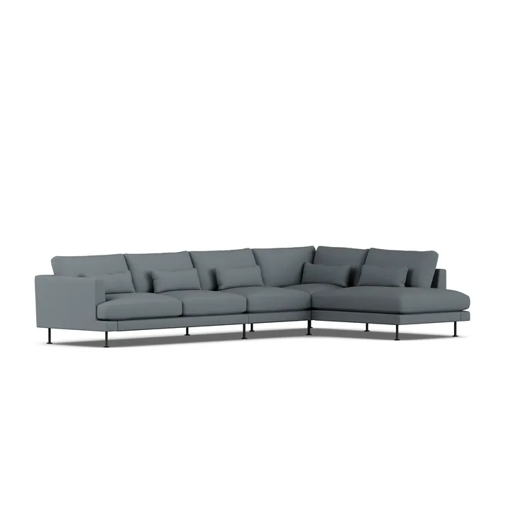 Bredhult sofa - Same Blue 6678-sort stål, 4-pers. B1 - 1898