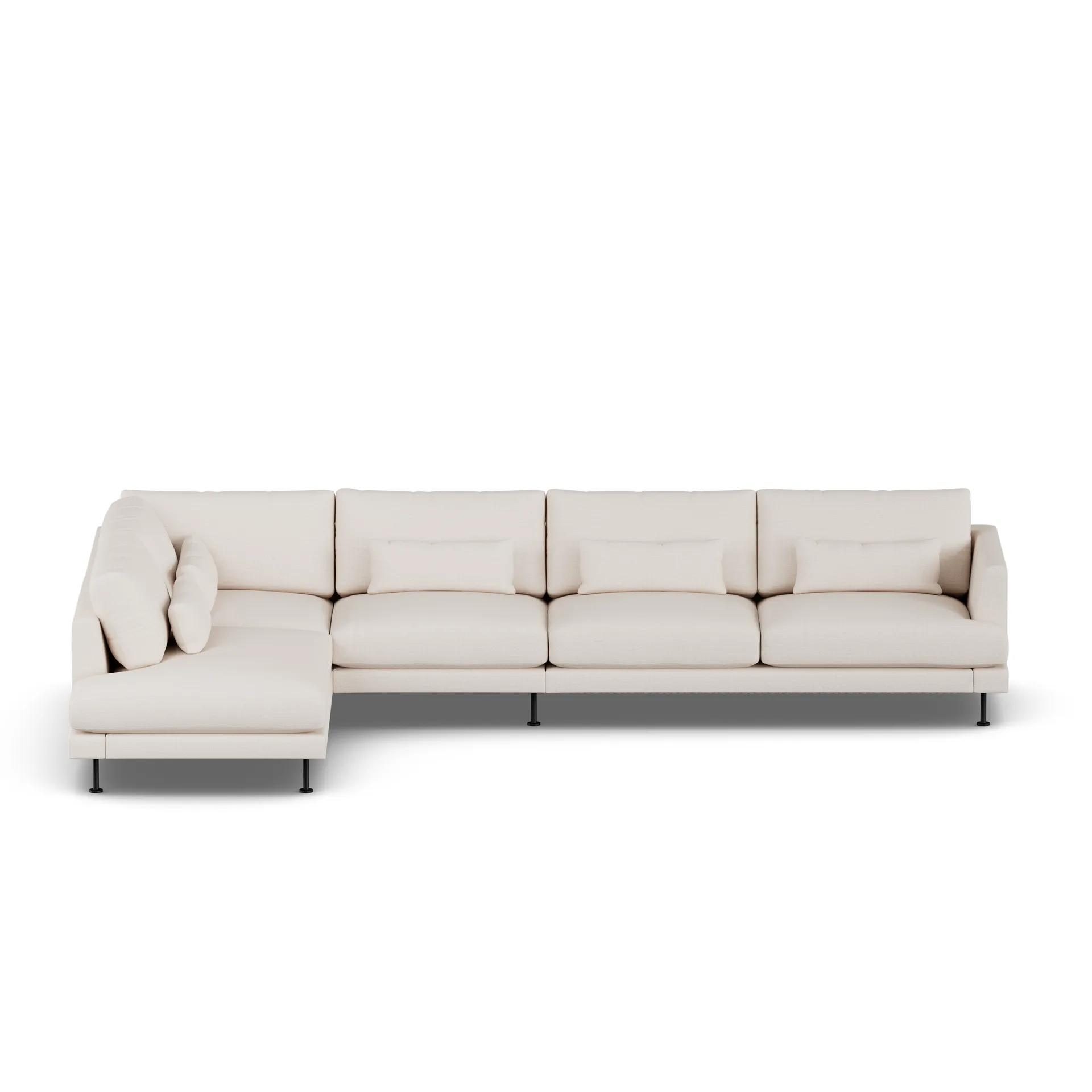 Bredhult sofa, Same Off White 6671-sort stål, 4-pers. B2 1898