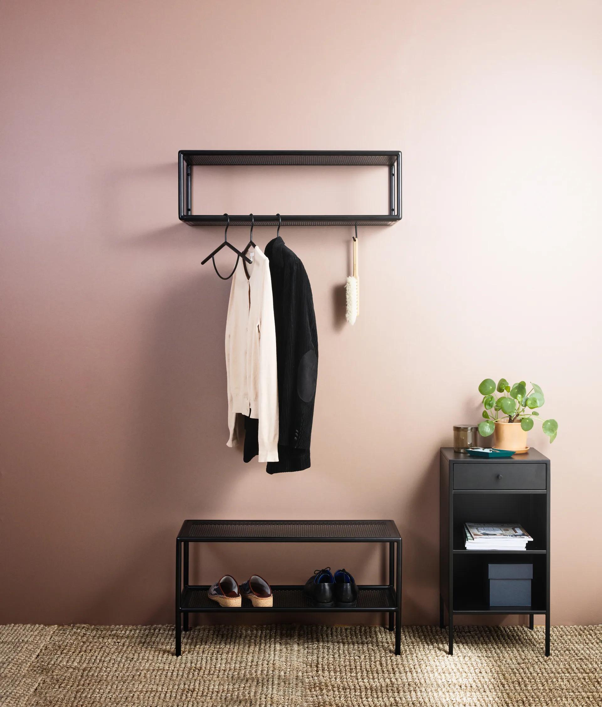 Hissö hattehylder med 6 krogar, Sort 1898