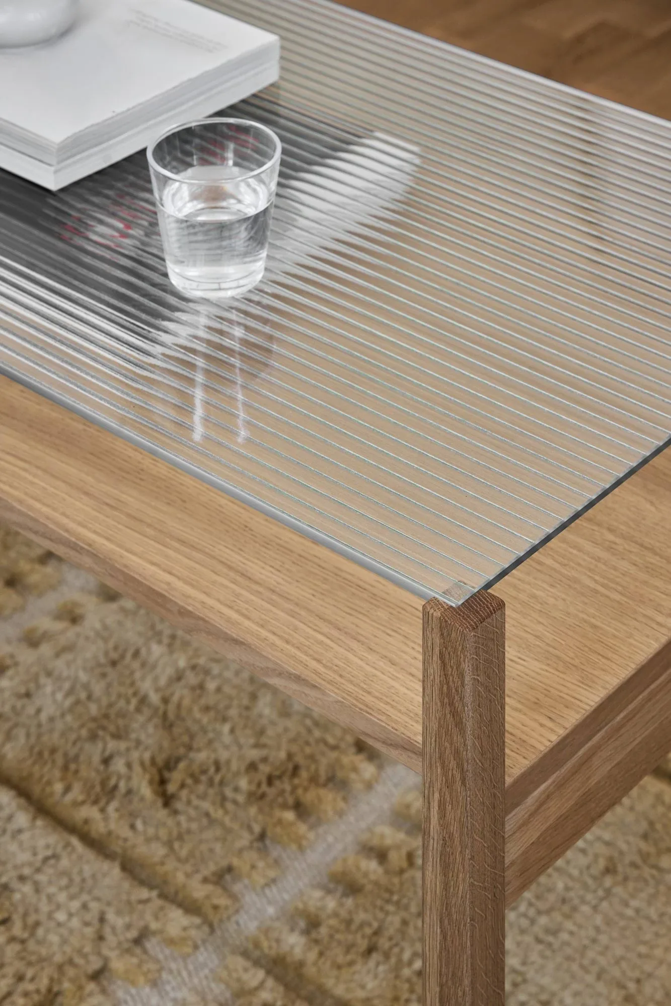 Lid sofabord, Hvidpigmenteret eg-glas, 125x50 cm 1898