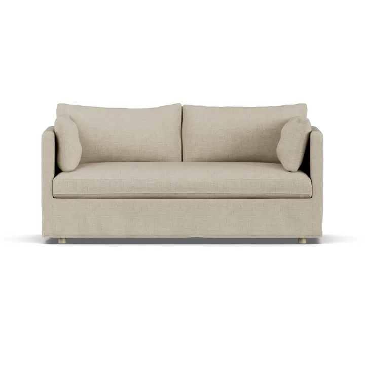 Linnevik sofa - Bern beige 0341-hvidolieret eg, 2-pers., med skørt - 1898