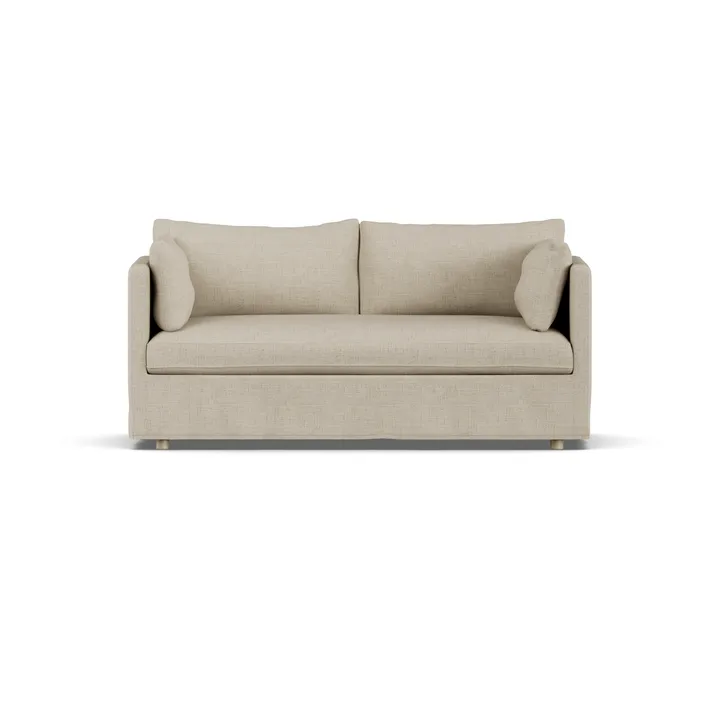Linnevik sofa - Bern beige 0341-hvidolieret eg, 2-pers., med skørt - 1898