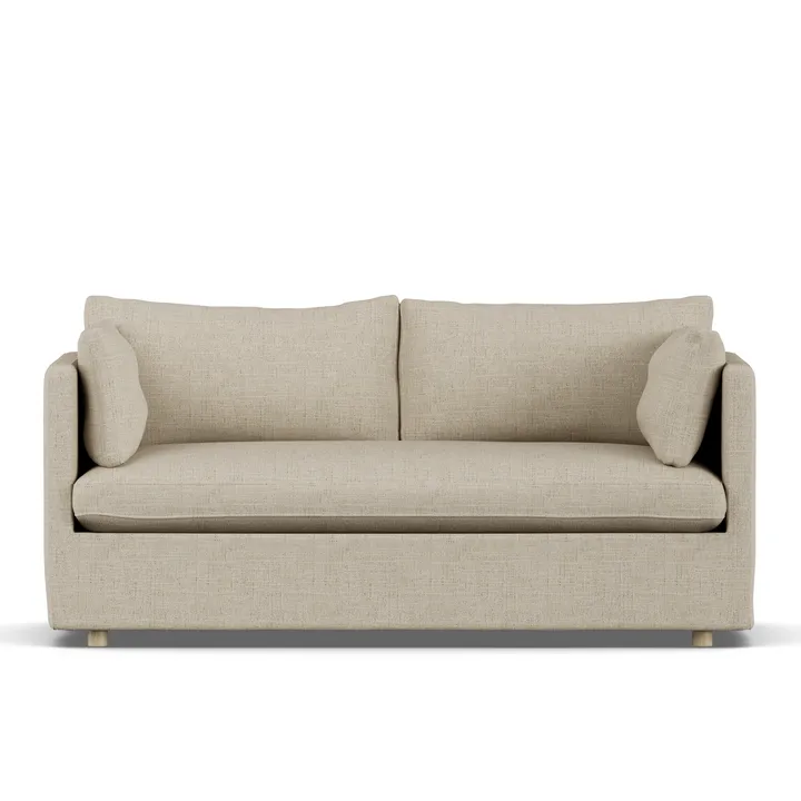 Linnevik sofa - Bern beige 0341-hvidolieret eg, 2-pers., med skørt - 1898