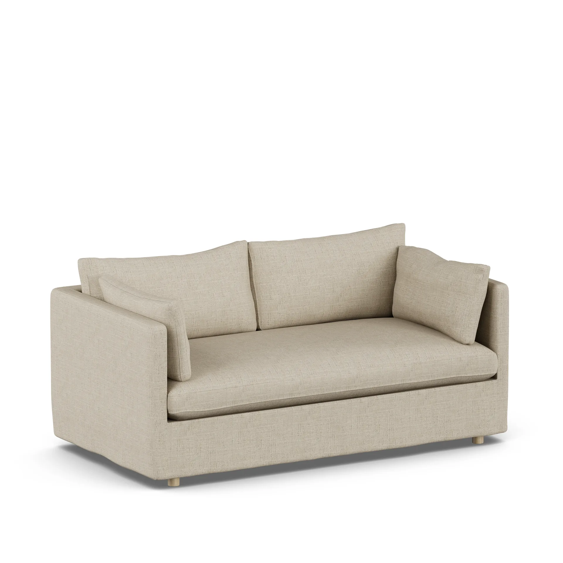 Linnevik sofa, Bern beige 0341-hvidolieret eg, 2-pers., med skørt 1898