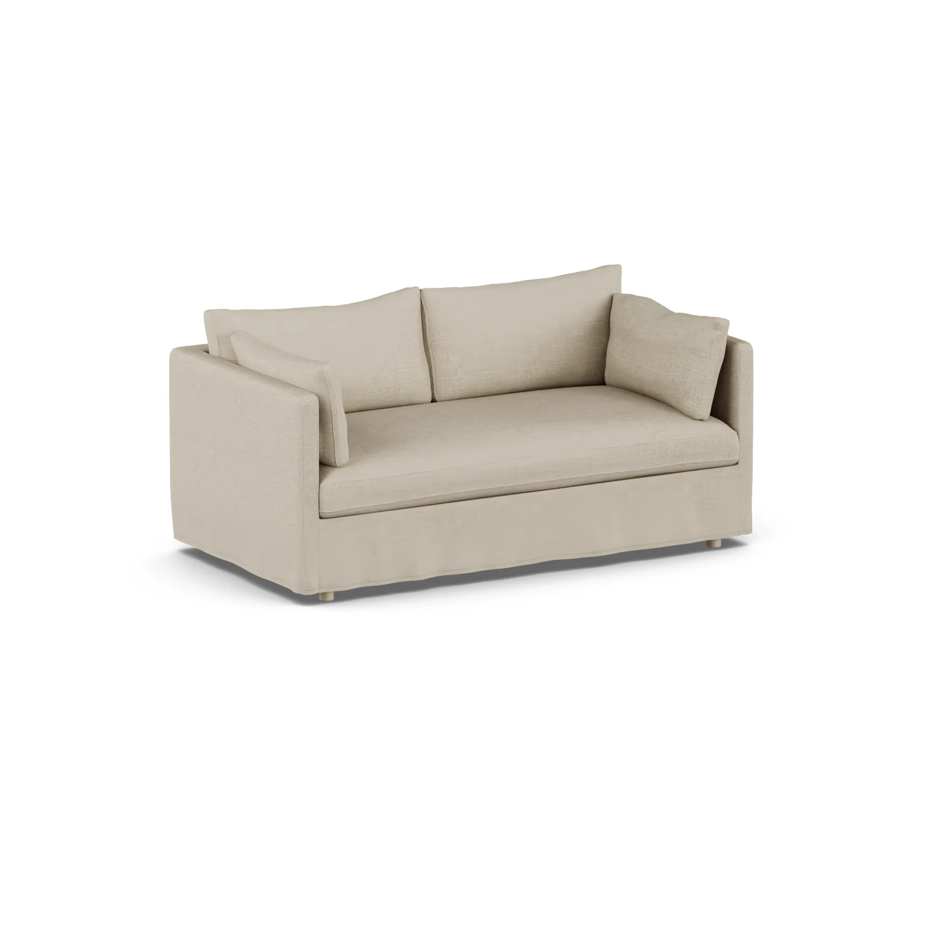 Linnevik sofa, Bern beige 0341-hvidolieret eg, 2-pers., med skørt 1898