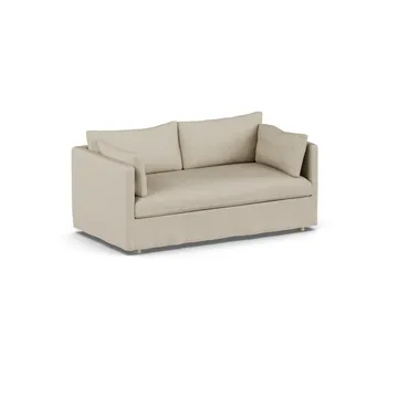 Linnevik sofa - Bern beige 0341-hvidolieret eg, 2-pers., med skørt - 1898