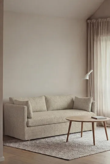 Linnevik sofa - Bern beige 0341-hvidolieret eg, 2-pers., med skørt - 1898