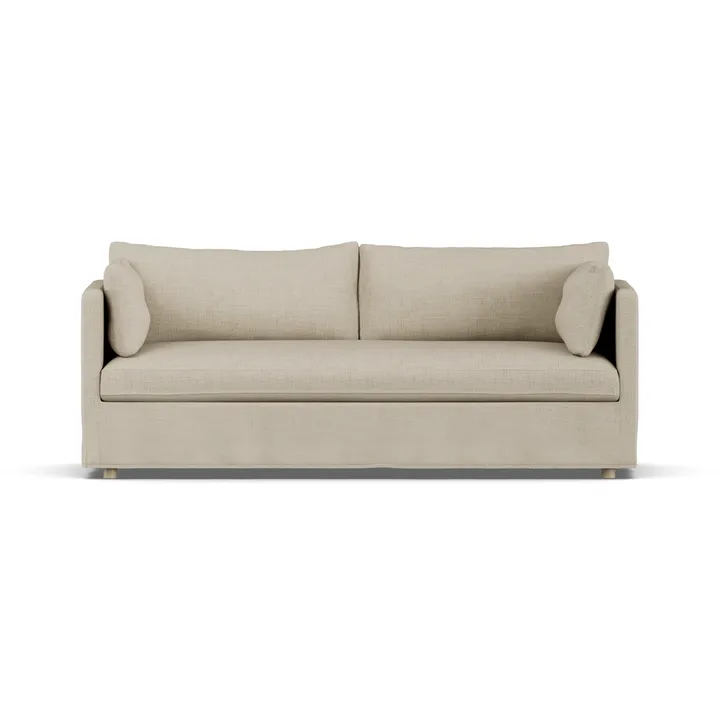 Linnevik sofa - Bern Beige 0341-hvidolieret eg, 3-pers., med skørt - 1898