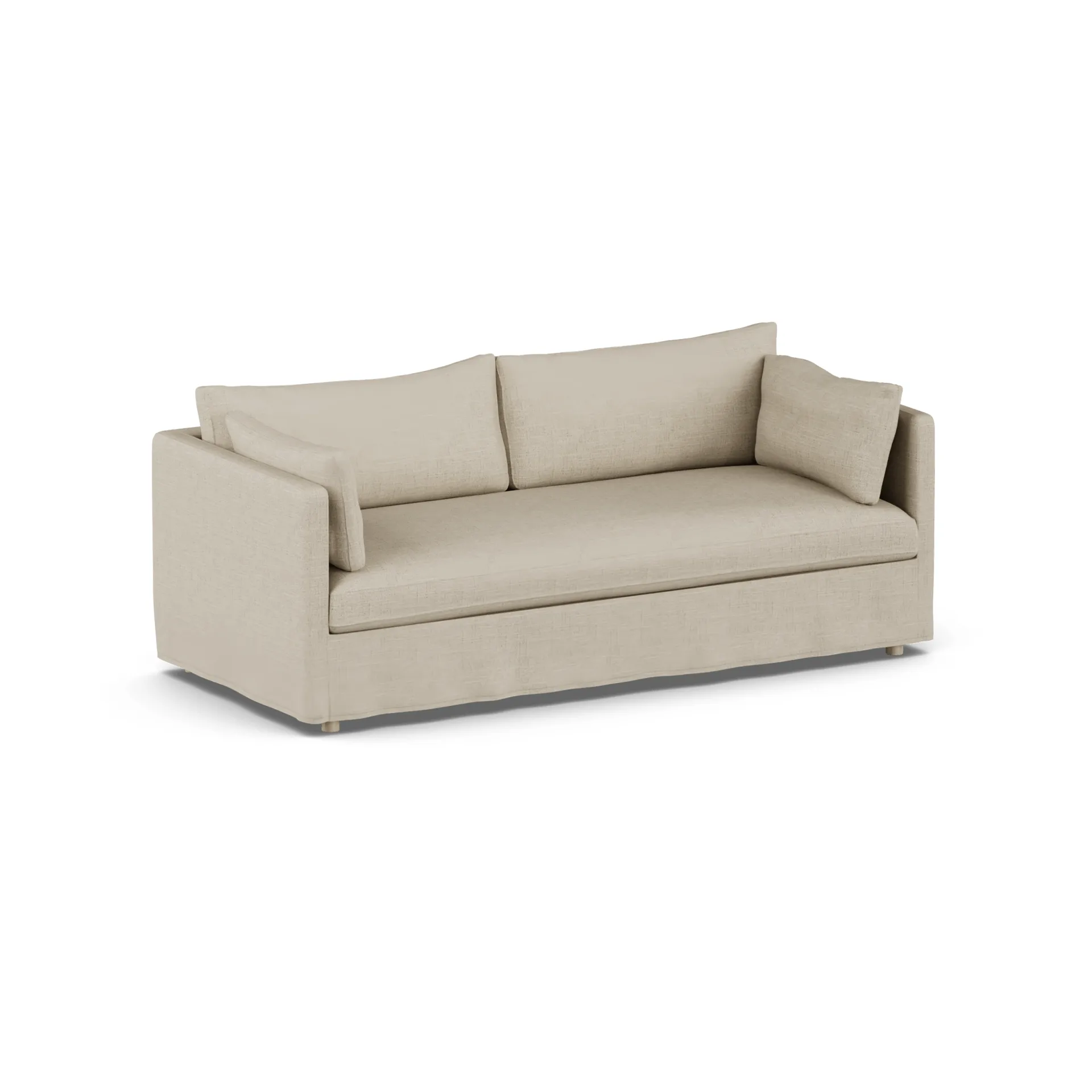Linnevik sofa, Bern Beige 0341-hvidolieret eg, 3-pers., med skørt 1898