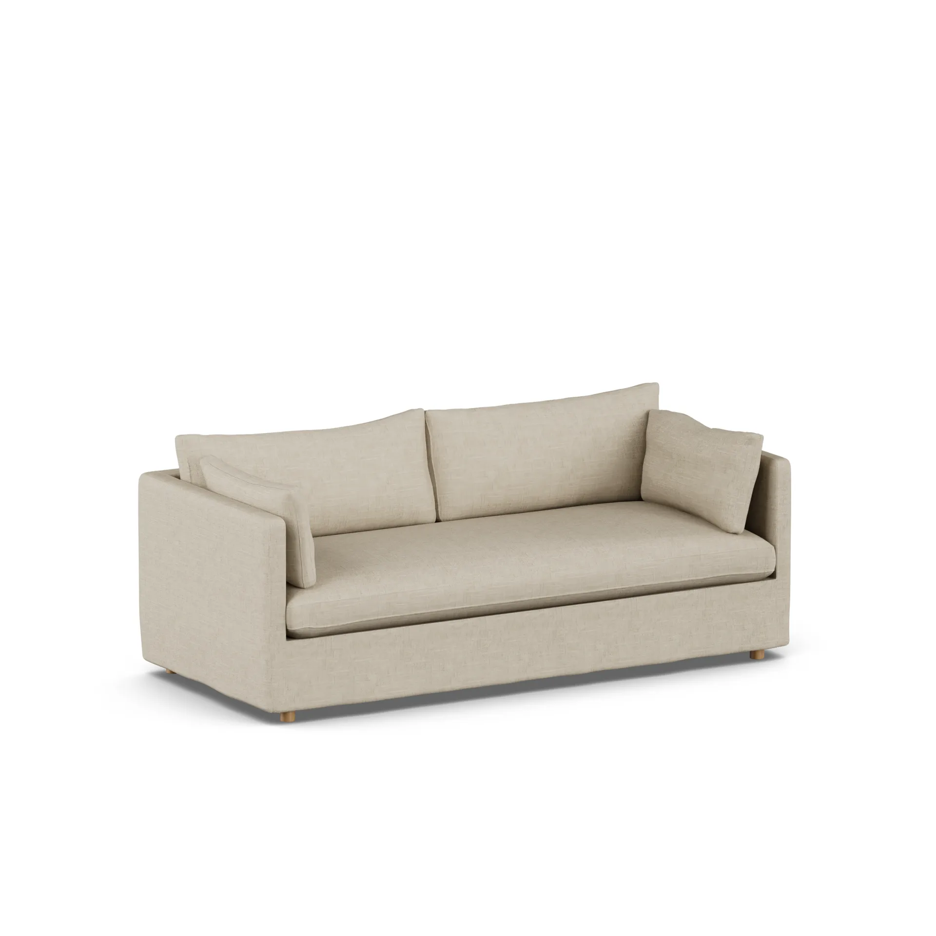 Linnevik sofa, Bern Beige 0341-hvidolieret eg, 3-pers., med skørt 1898