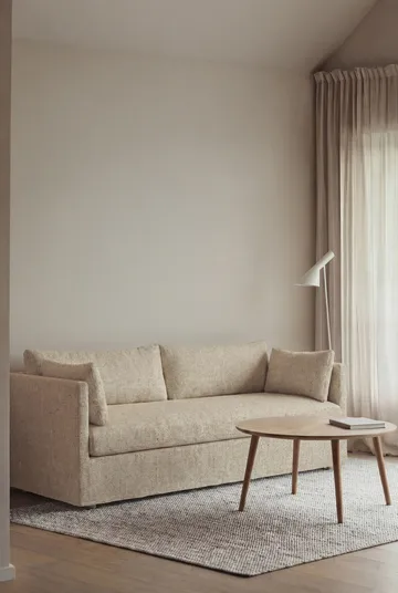 Linnevik sofa - Bern Beige 0341-hvidolieret eg, 3-pers., med skørt - 1898