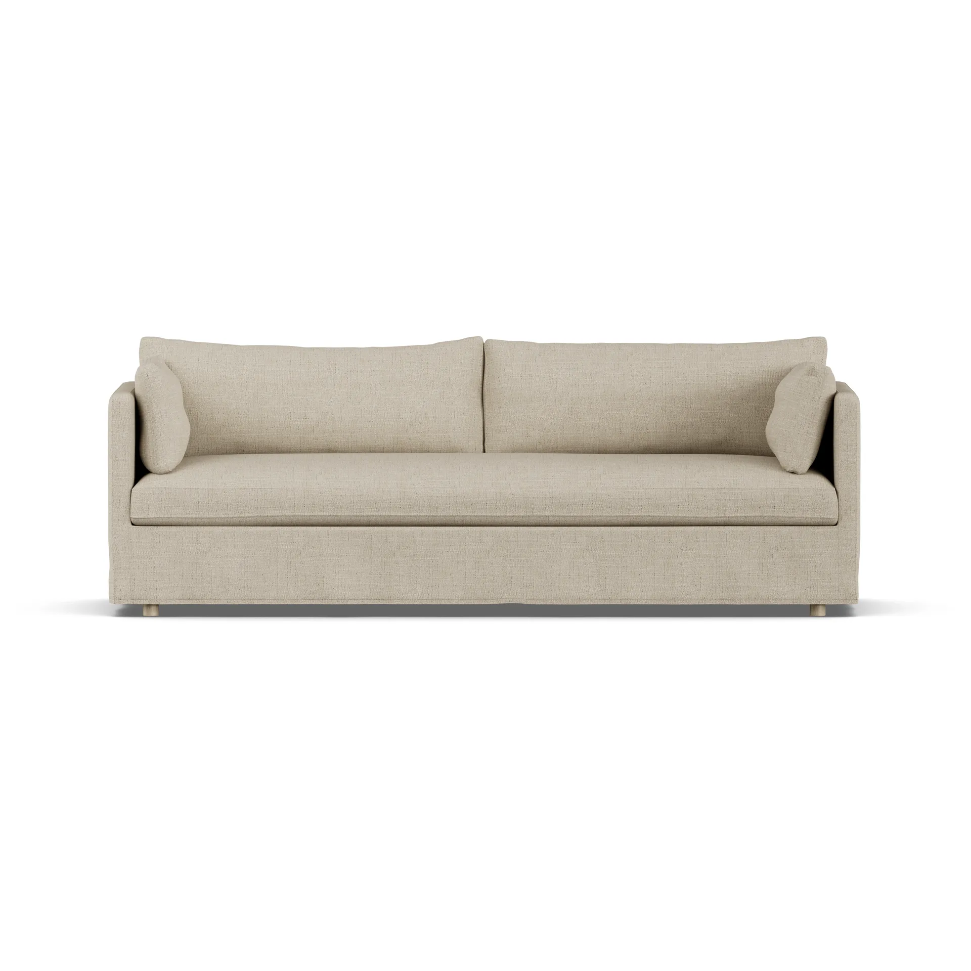 Linnevik sofa, Bern beige 0341-hvidolieret eg, 4-pers., med skørt 1898