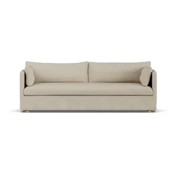 Linnevik sofa - Bern beige 0341-hvidolieret eg, 4-pers., med skørt - 1898