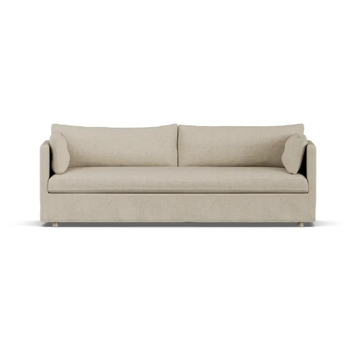 Linnevik sofa - Bern beige 0341-hvidolieret eg, 4-pers., med skørt - 1898