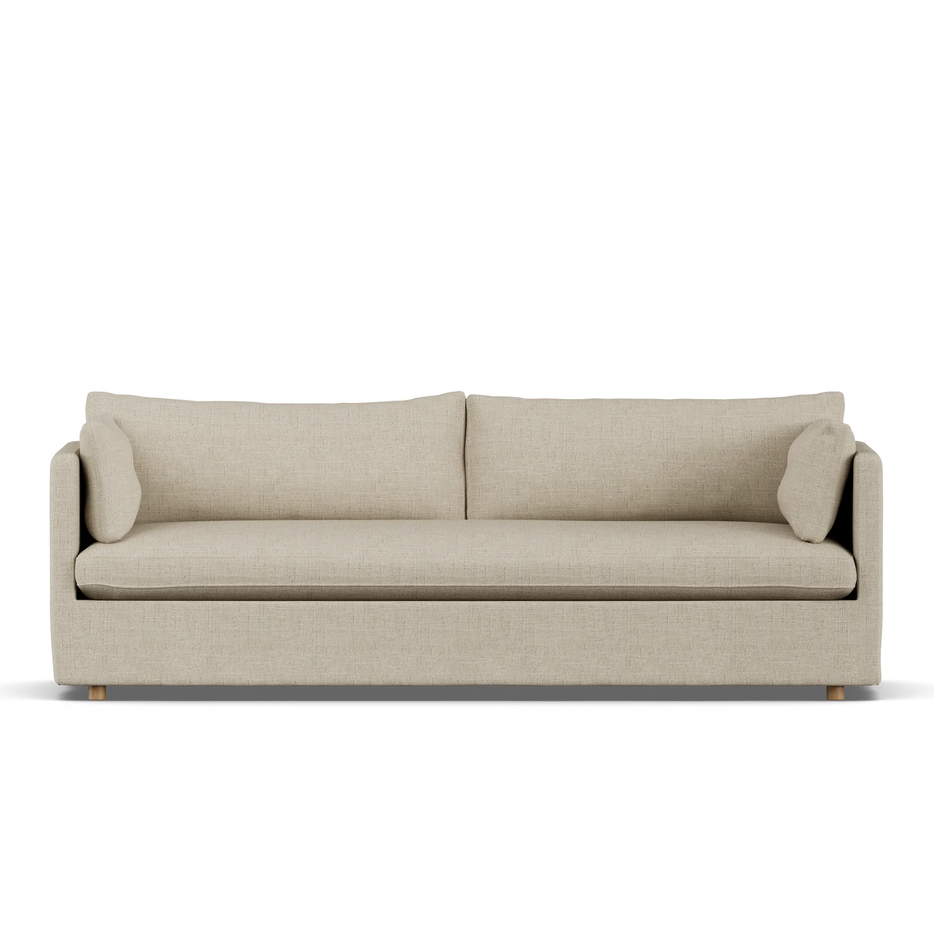 Linnevik sofa, Bern beige 0341-hvidolieret eg, 4-pers., med skørt 1898