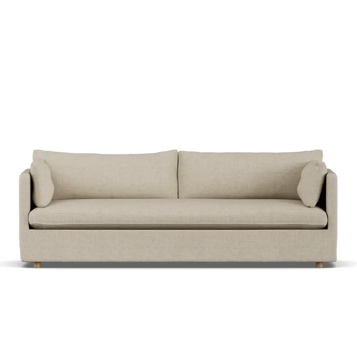 Linnevik sofa - Bern beige 0341-hvidolieret eg, 4-pers., med skørt - 1898
