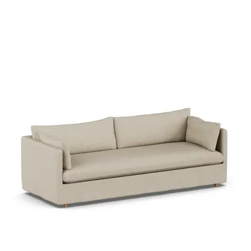 Linnevik sofa - Bern beige 0341-hvidolieret eg, 4-pers., med skørt - 1898
