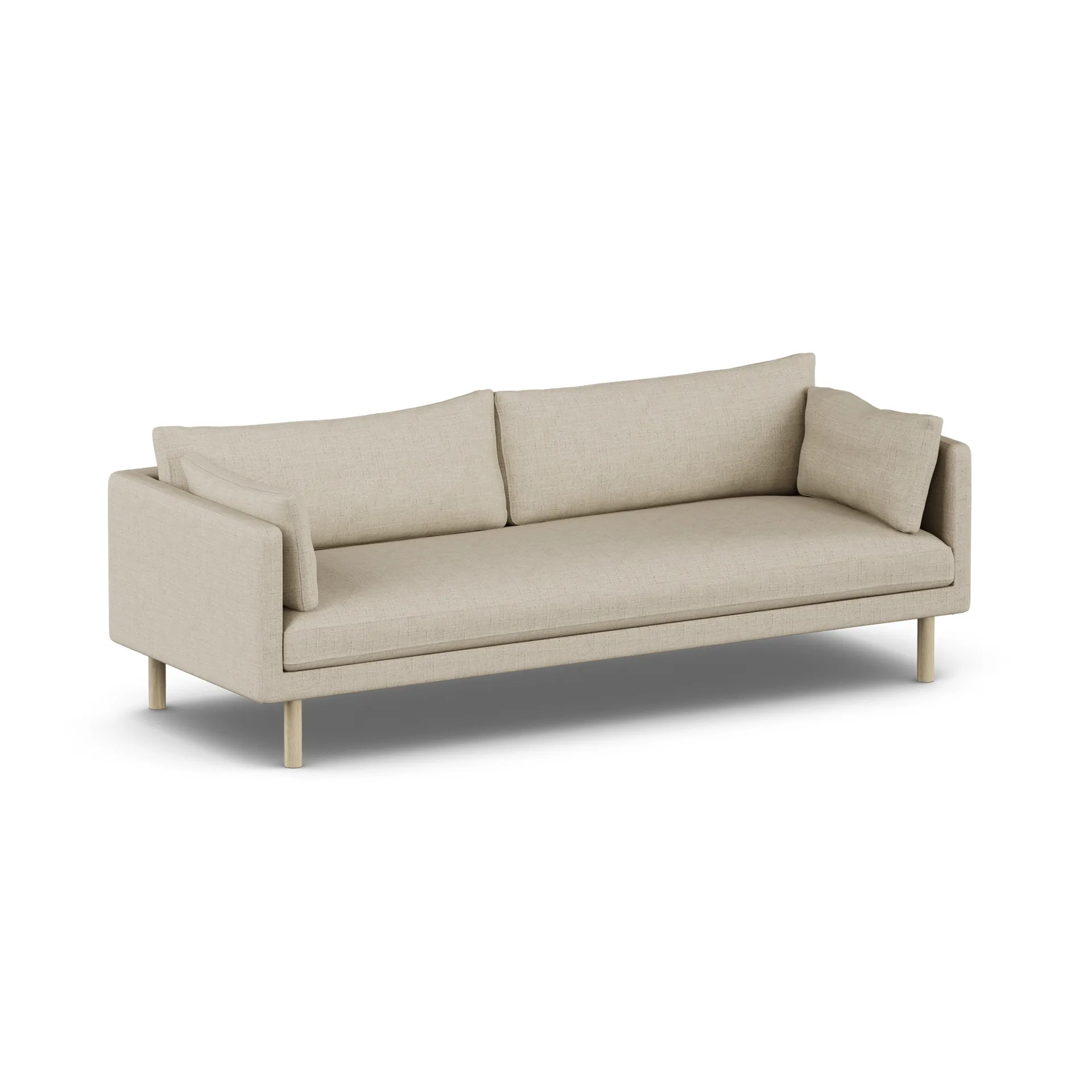 Linnevik sofa, Bern Beige 0341-hvidolieret eg, 4-pers., uden skørt 1898