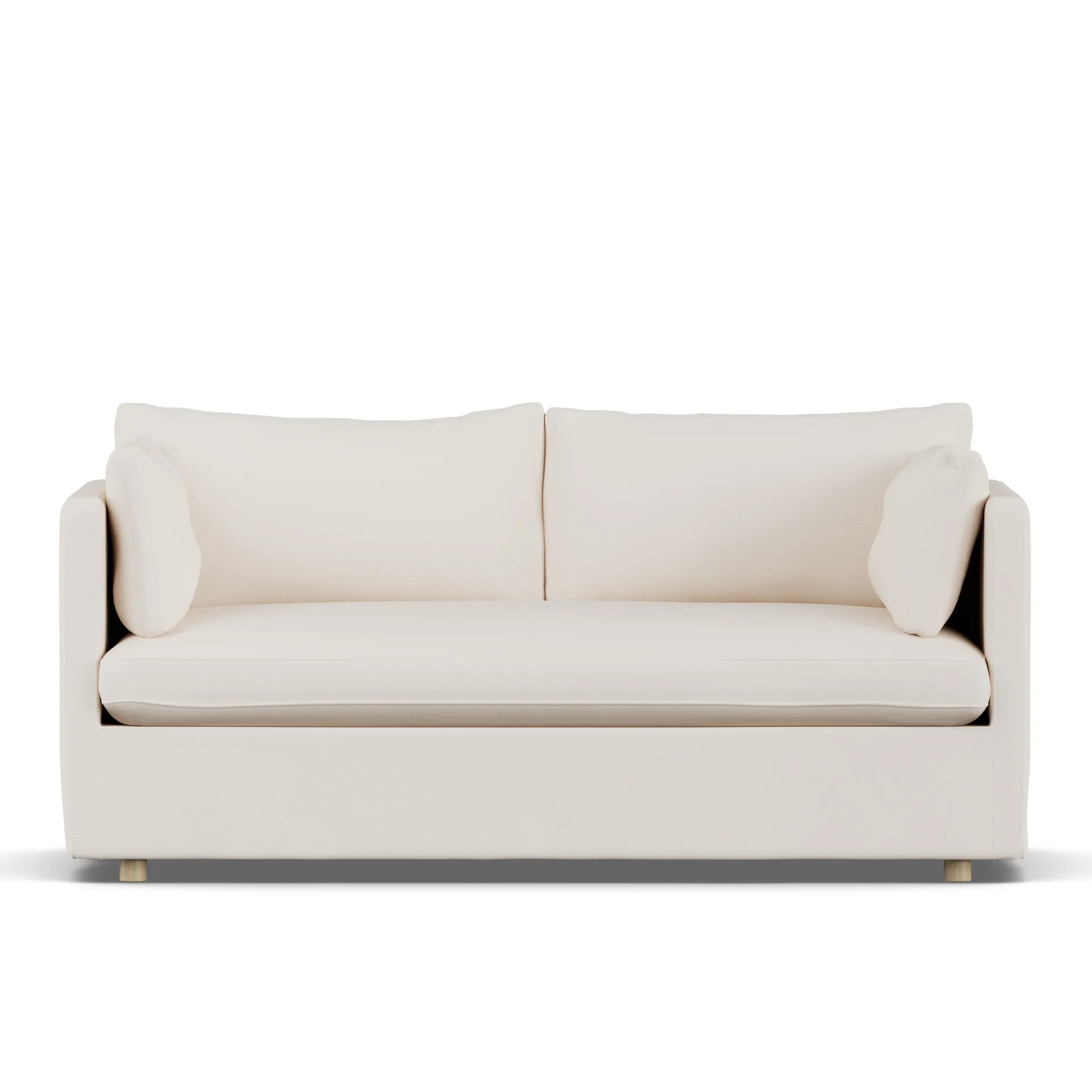 Linnevik sofa, Caleido Beige 9600-hvidolieret eg, 2-pers., med skørt 1898
