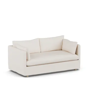 Linnevik sofa - Caleido Beige 9600-hvidolieret eg, 2-pers., med skørt - 1898