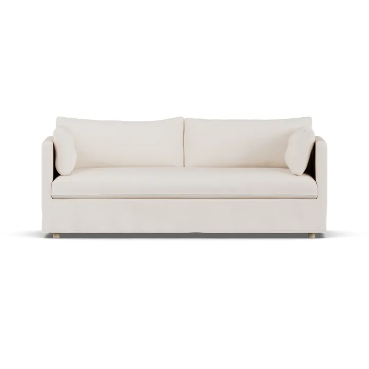 Linnevik sofa - Caleido beige 9600-hvidolieret eg, 3-pers., med skørt - 1898