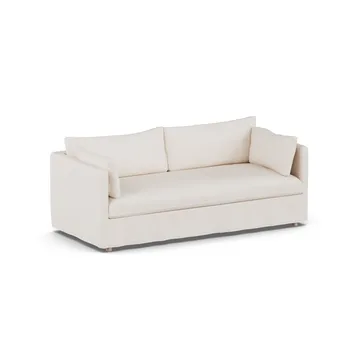 Linnevik sofa - Caleido beige 9600-hvidolieret eg, 3-pers., med skørt - 1898