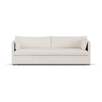 Linnevik sofa - Caleido beige 9600-hvidolieret eg, 4-pers., med skørt - 1898