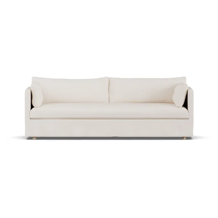 Linnevik sofa - Caleido beige 9600-hvidolieret eg, 4-pers., med skørt - 1898