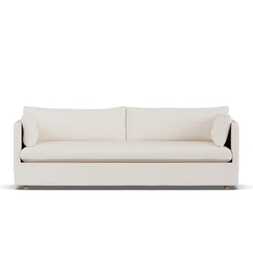 Linnevik sofa - Caleido beige 9600-hvidolieret eg, 4-pers., med skørt - 1898