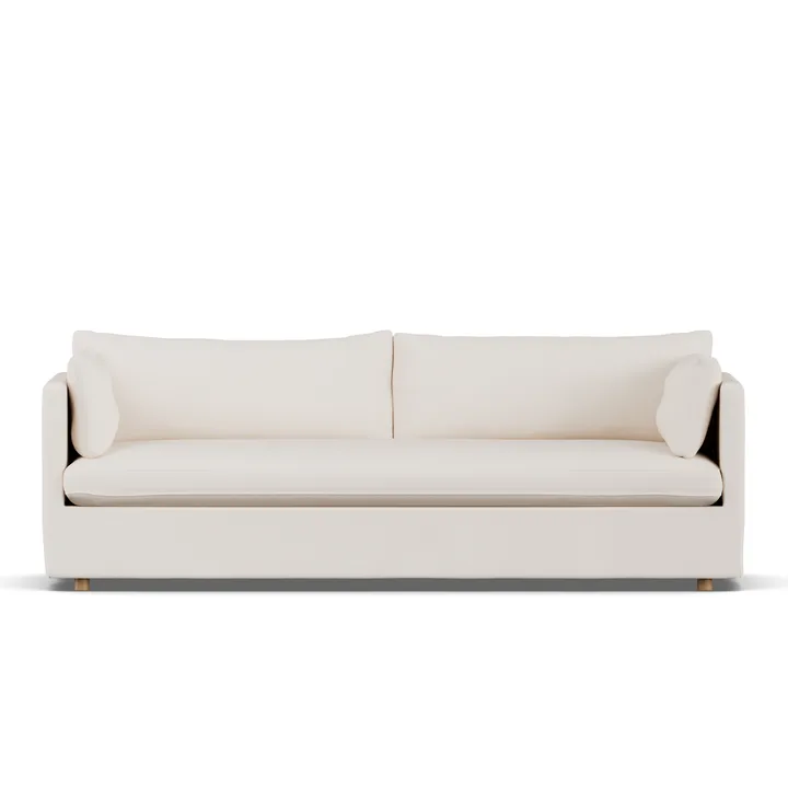 Linnevik sofa - Caleido beige 9600-hvidolieret eg, 4-pers., med skørt - 1898