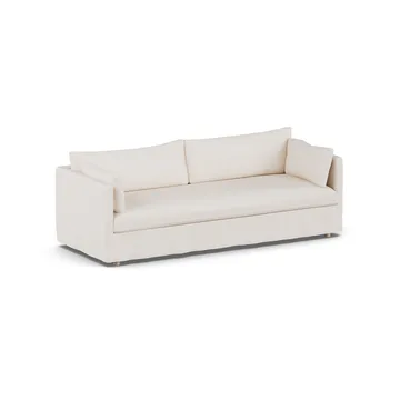 Linnevik sofa - Caleido beige 9600-hvidolieret eg, 4-pers., med skørt - 1898