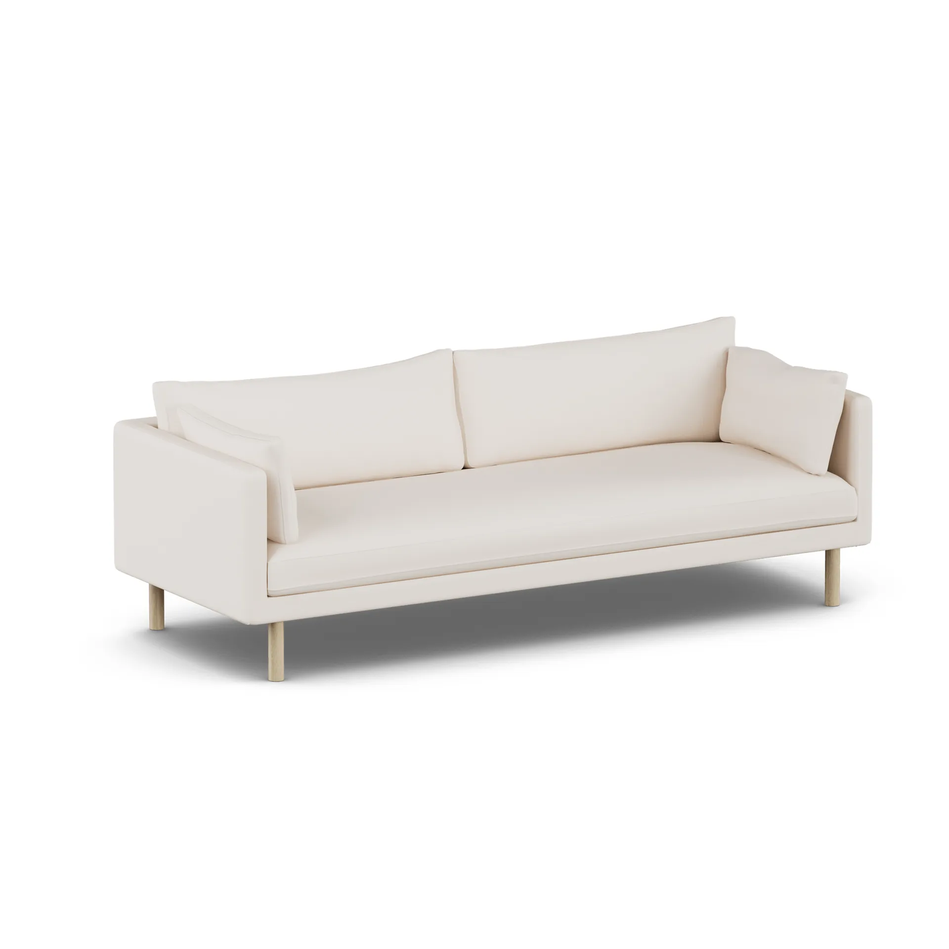 Linnevik sofa, Caleido Beige 9600-hvidolieret eg, 4-pers., uden skørt 1898