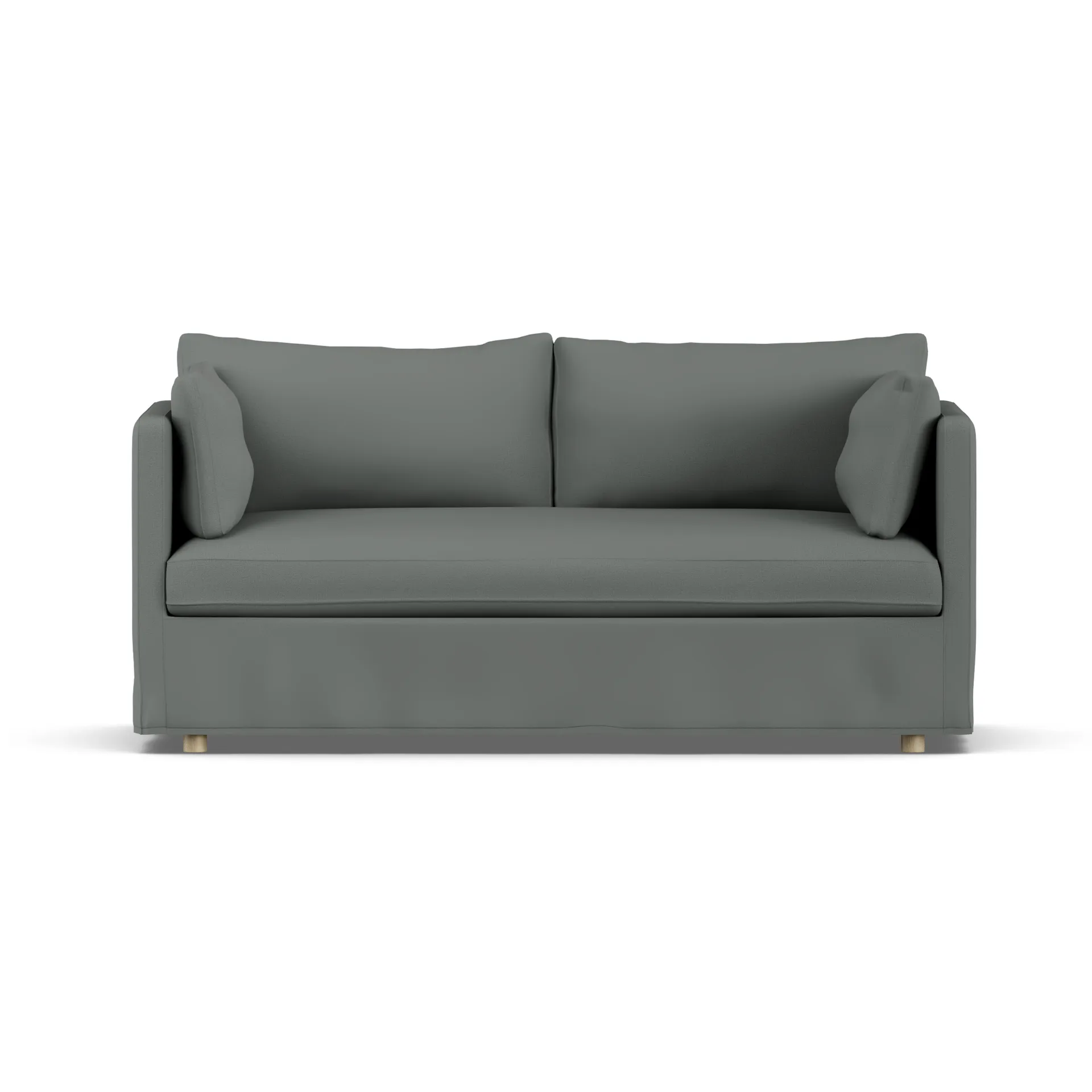 Linnevik sofa, Caleido Grey 1240-hvidolieret eg, 2-pers., med skørt 1898