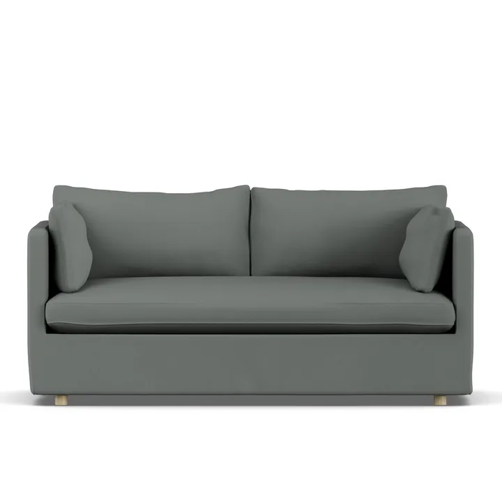 Linnevik sofa - Caleido Grey 1240-hvidolieret eg, 2-pers., med skørt - 1898