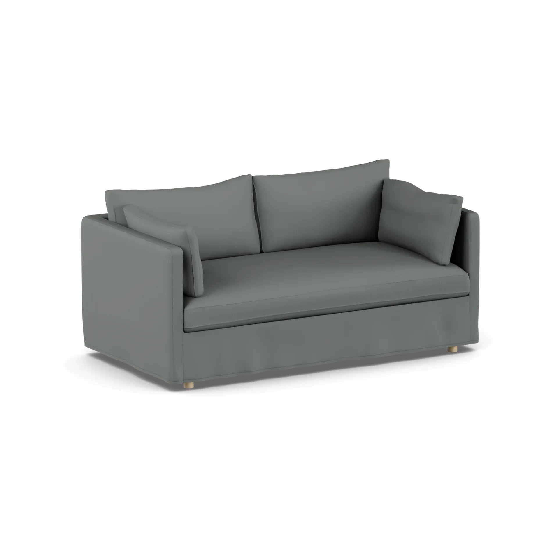 Linnevik sofa, Caleido Grey 1240-hvidolieret eg, 2-pers., med skørt 1898