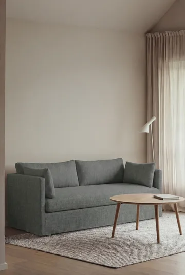 Linnevik sofa - Caleido Grey 1240-hvidolieret eg, 2-pers., med skørt - 1898