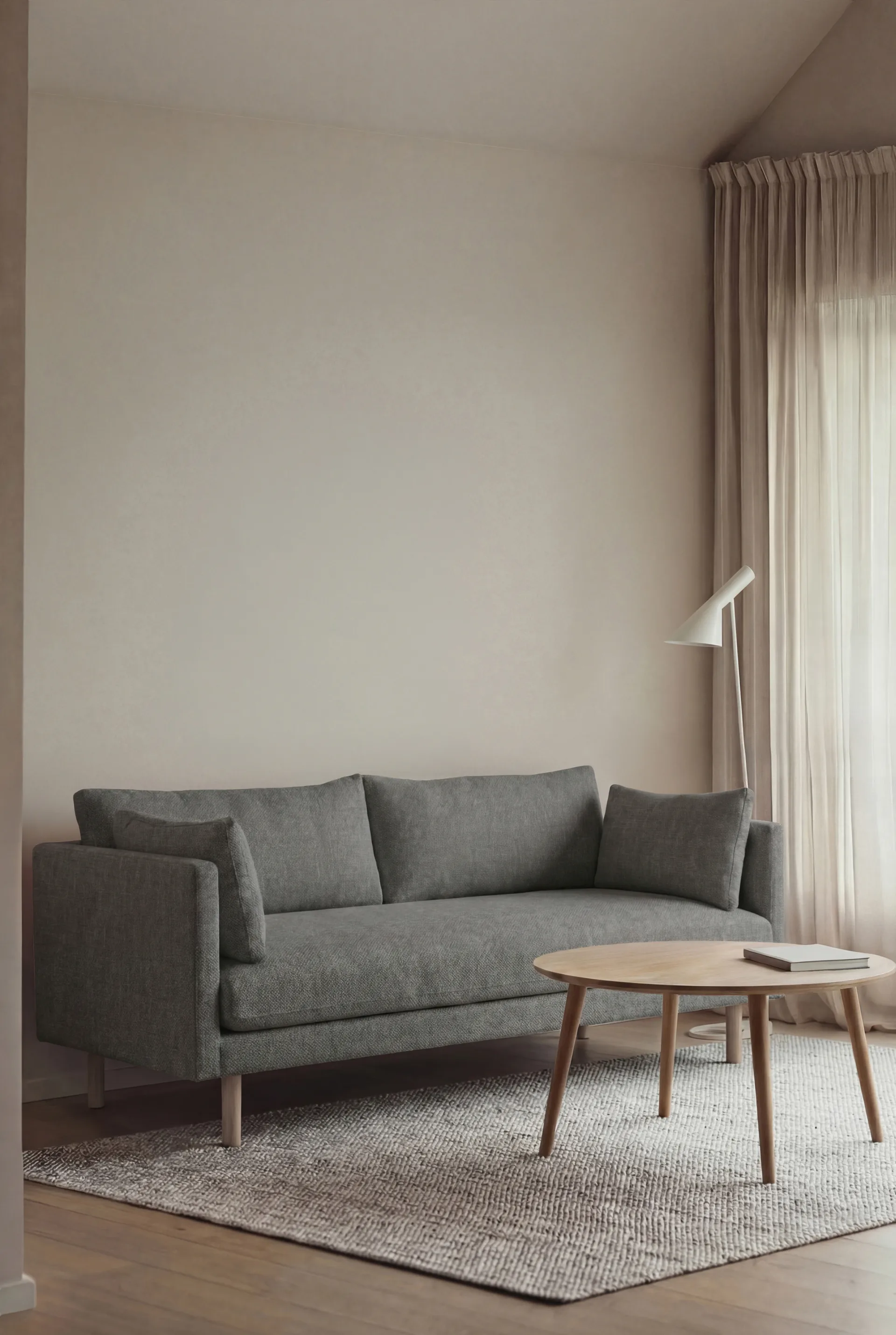 Linnevik sofa, Caleido Grey 1240-hvidolieret eg, 2-pers., uden skørt 1898