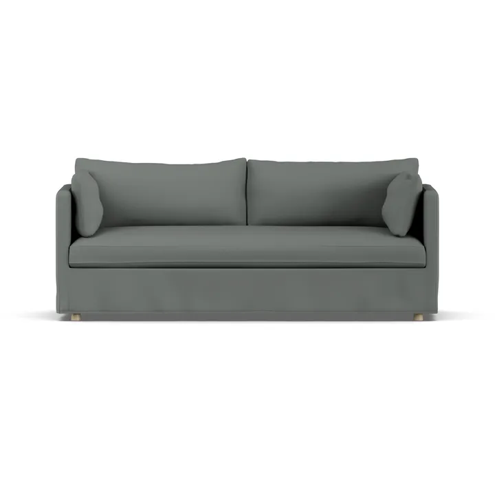 Linnevik sofa - Caleido Grey 1240-hvidolieret eg, 3-pers., med skørt - 1898
