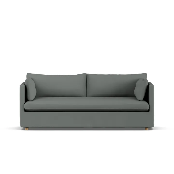 Linnevik sofa - Caleido Grey 1240-hvidolieret eg, 3-pers., med skørt - 1898