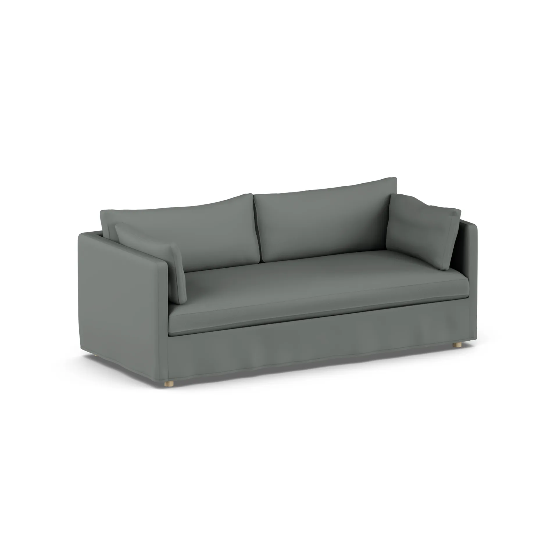 Linnevik sofa, Caleido Grey 1240-hvidolieret eg, 3-pers., med skørt 1898