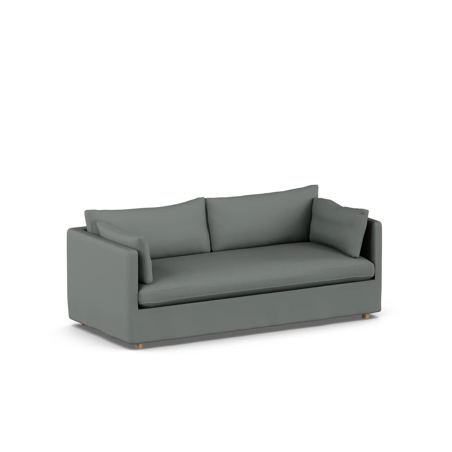 Linnevik sofa, Caleido Grey 1240-hvidolieret eg, 3-pers., med skørt 1898