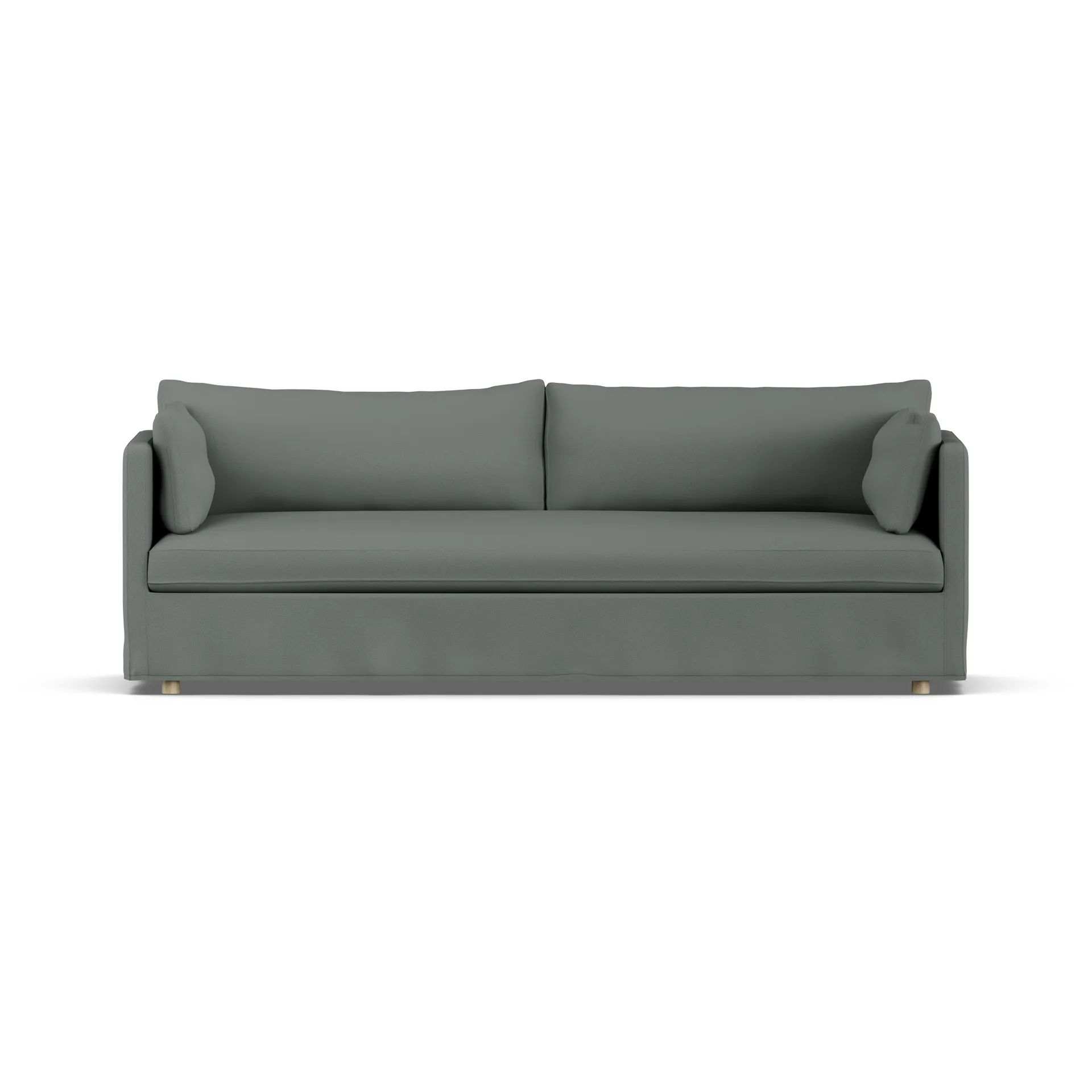 Linnevik sofa, Caleido grey 1240-hvidolieret eg, 4-pers., med skørt 1898
