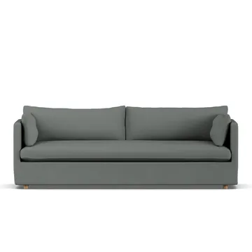 Linnevik sofa - Caleido grey 1240-hvidolieret eg, 4-pers., med skørt - 1898