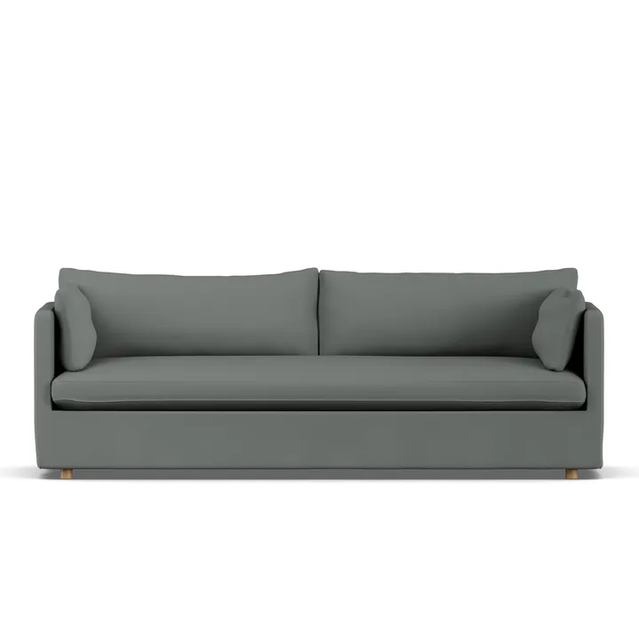 Linnevik sofa - Caleido grey 1240-hvidolieret eg, 4-pers., med skørt - 1898